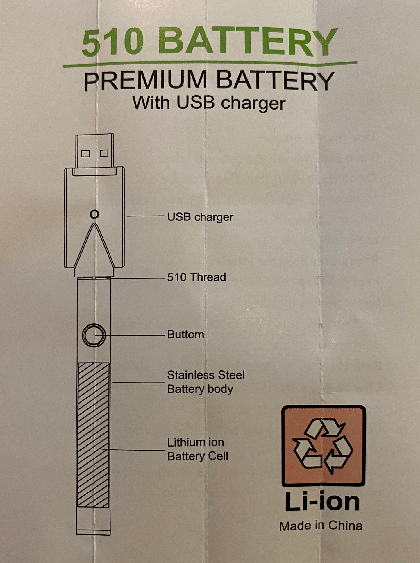 510 Battery Premium-Akku mit USB-Ladegerät